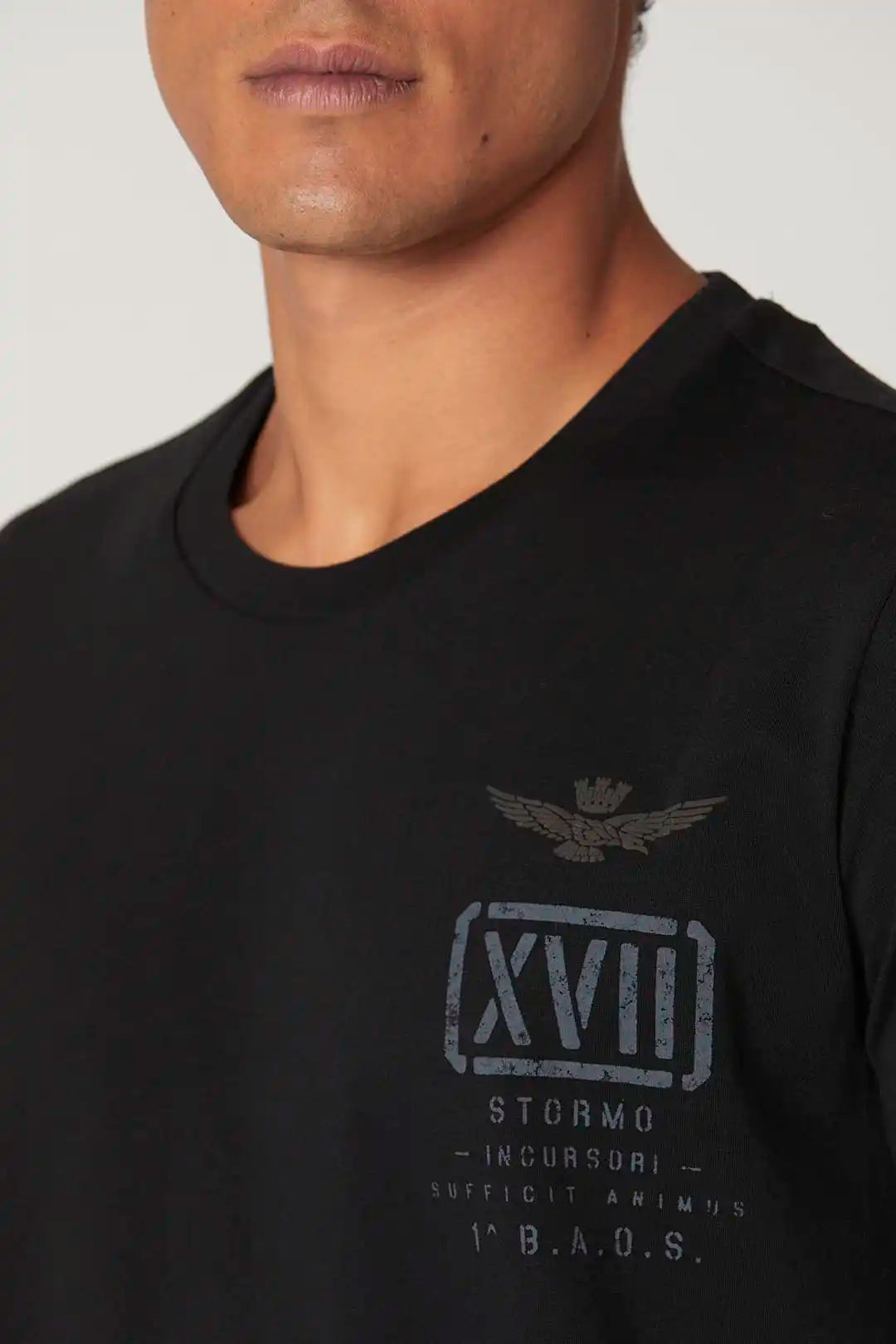 T shirt AERONAUTICA MILITARE 100 Reparti Nero Livraison GRATUITE